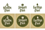 Sign food. Gluten lactose sugar free