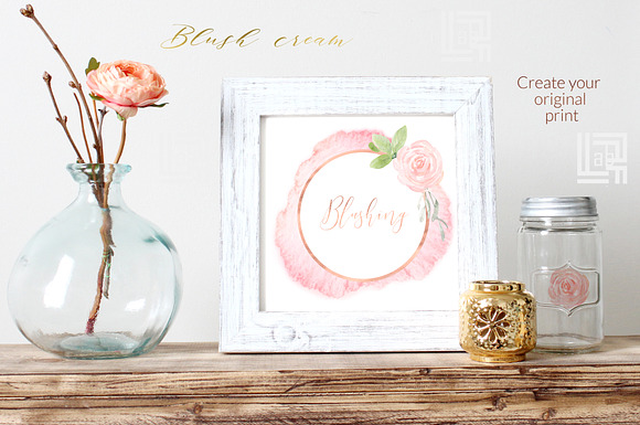 Blush cream flowers. Watercolor in Illustrations - product preview 14