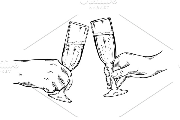 Champagne glasses vector illustration