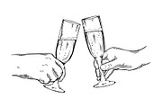 Champagne glasses vector illustration
