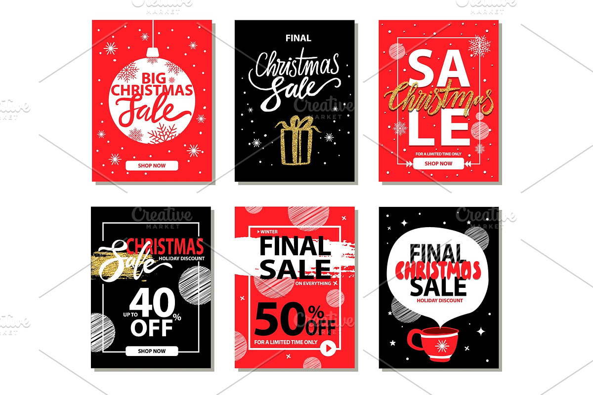 Final Christmas Sale Red Black Vector Illustration in Objects - product preview 8