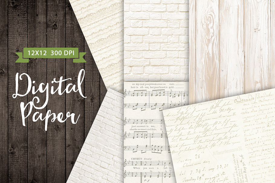 White Wood Brick Texture Paper Set