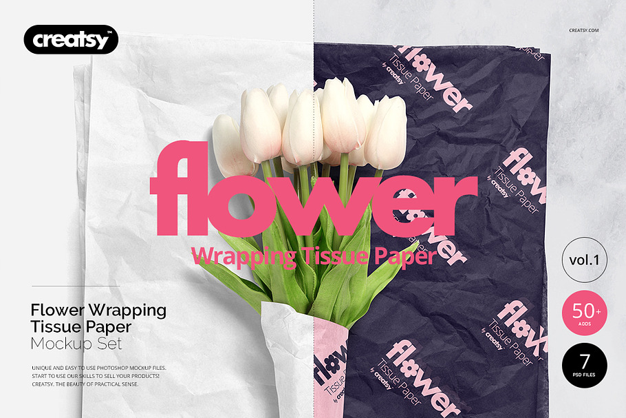 Flower Wrapping Paper Mockup Set in Product Mockups - product preview 8