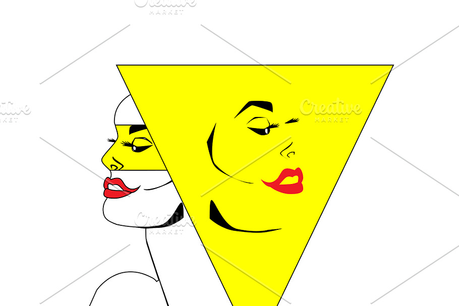 Pop art twins, yellow color vector in Graphics - product preview 8
