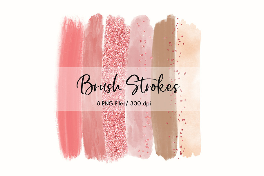 Brush Strokes ClipArt (Rose & Blush) in Objects - product preview 8