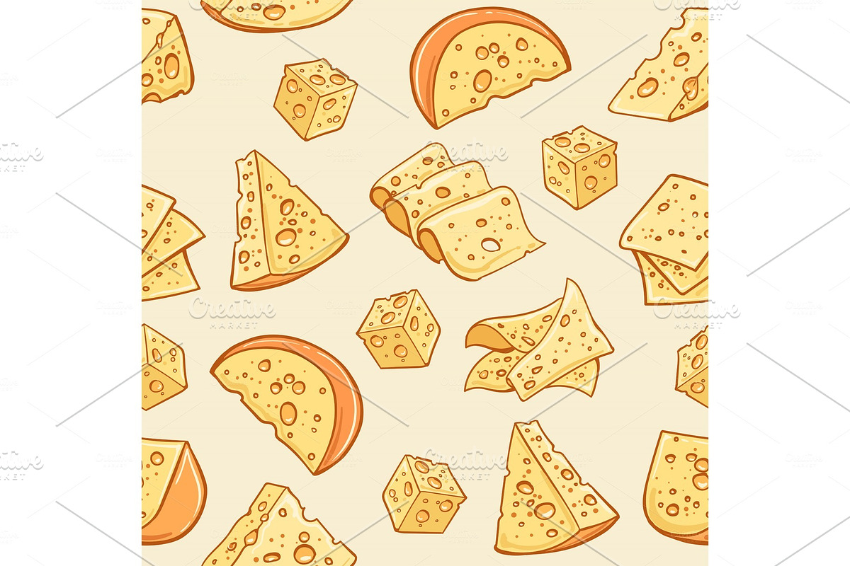 Cheese doodle pattern in Illustrations - product preview 8