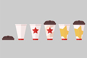 Coffee cup set in flat vector style