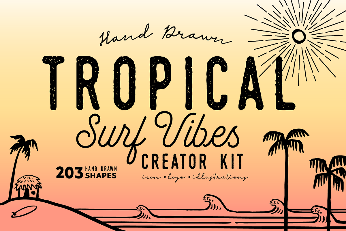 TROPICAL SURF VIBES Creator Kit in Photoshop Shapes - product preview 8