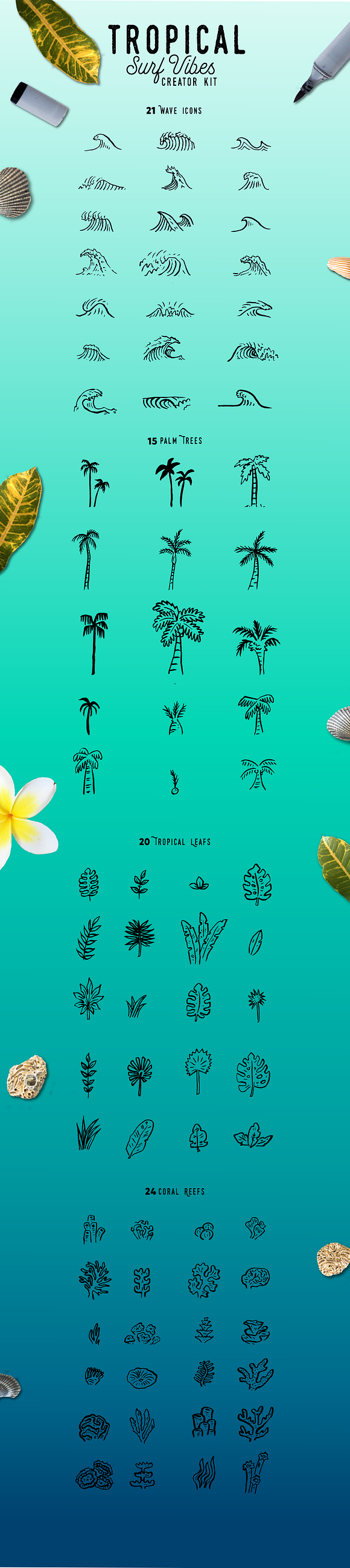 TROPICAL SURF VIBES Creator Kit in Photoshop Shapes - product preview 1