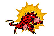 Cartoon cute red cow.