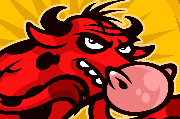 Cartoon cute red cow. in Illustrations - product preview 1
