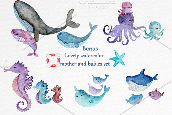 Watercolor nautical set in Illustrations - product preview 3