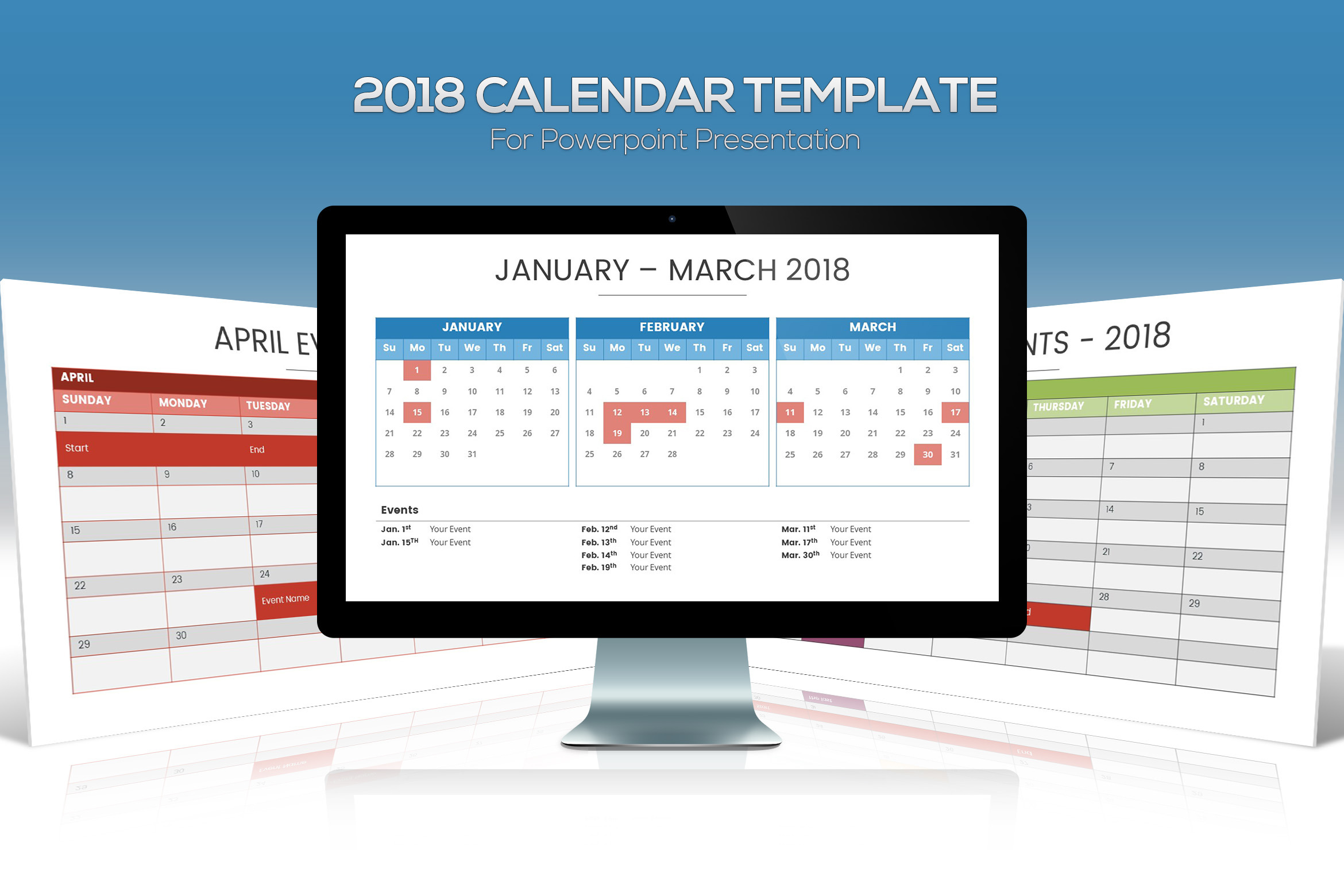 2018 Calendar Powerpoint Template Creative PowerPoint Templates 