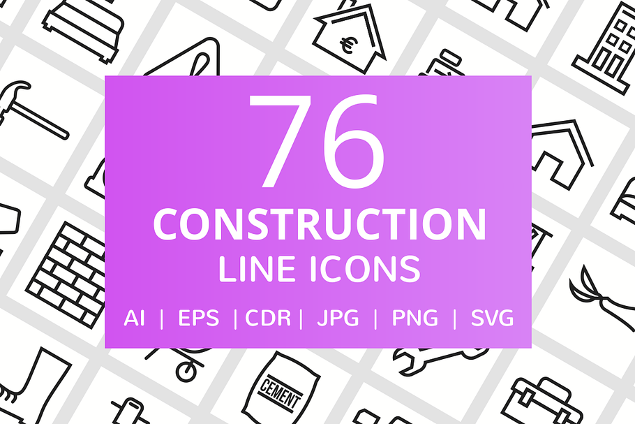76 Construction Line Icons in Graphics - product preview 8