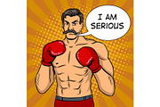 Vintage boxer fighter with mustache pop art vector