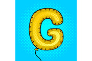 Air balloon in shape of letter G pop art vector