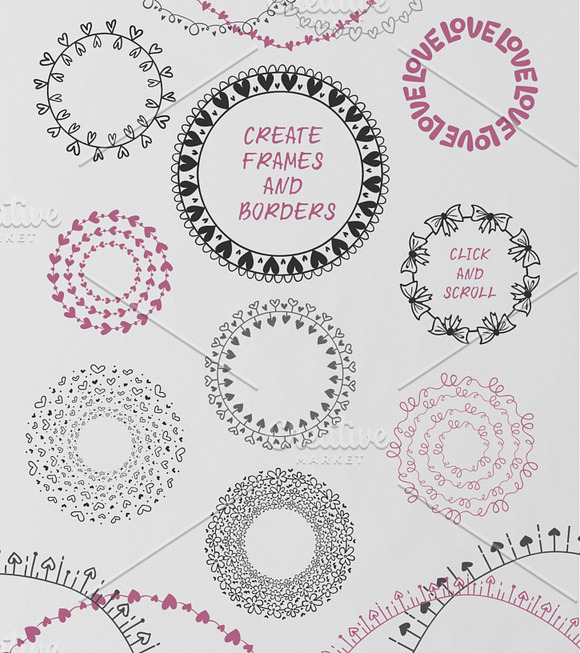 60 Hand Drawn Romantic Pattern Brush in Photoshop Brushes - product preview 5