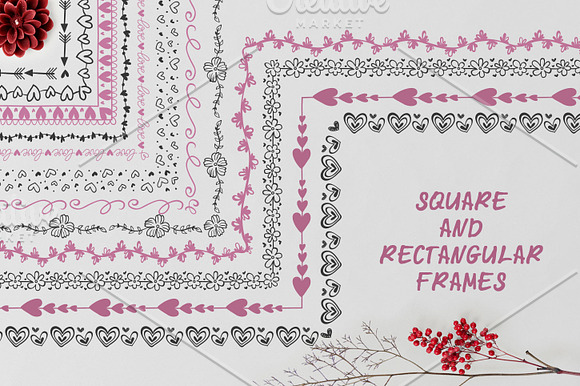60 Hand Drawn Romantic Pattern Brush in Photoshop Brushes - product preview 6