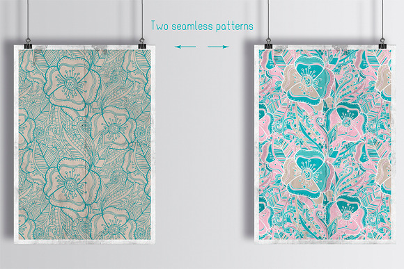Floral doodle pattern in Patterns - product preview 2
