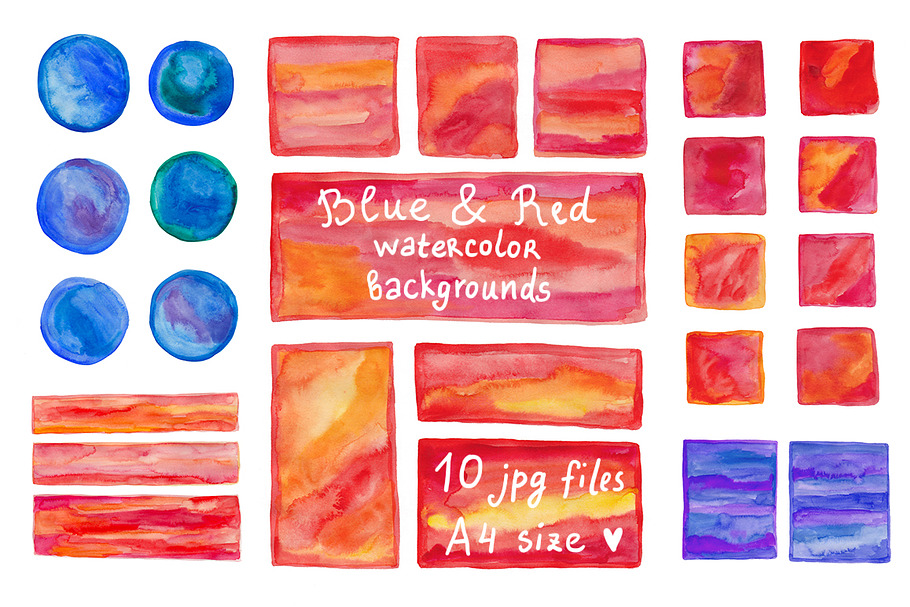 Blue & Red watercolor backgrounds in Textures - product preview 8