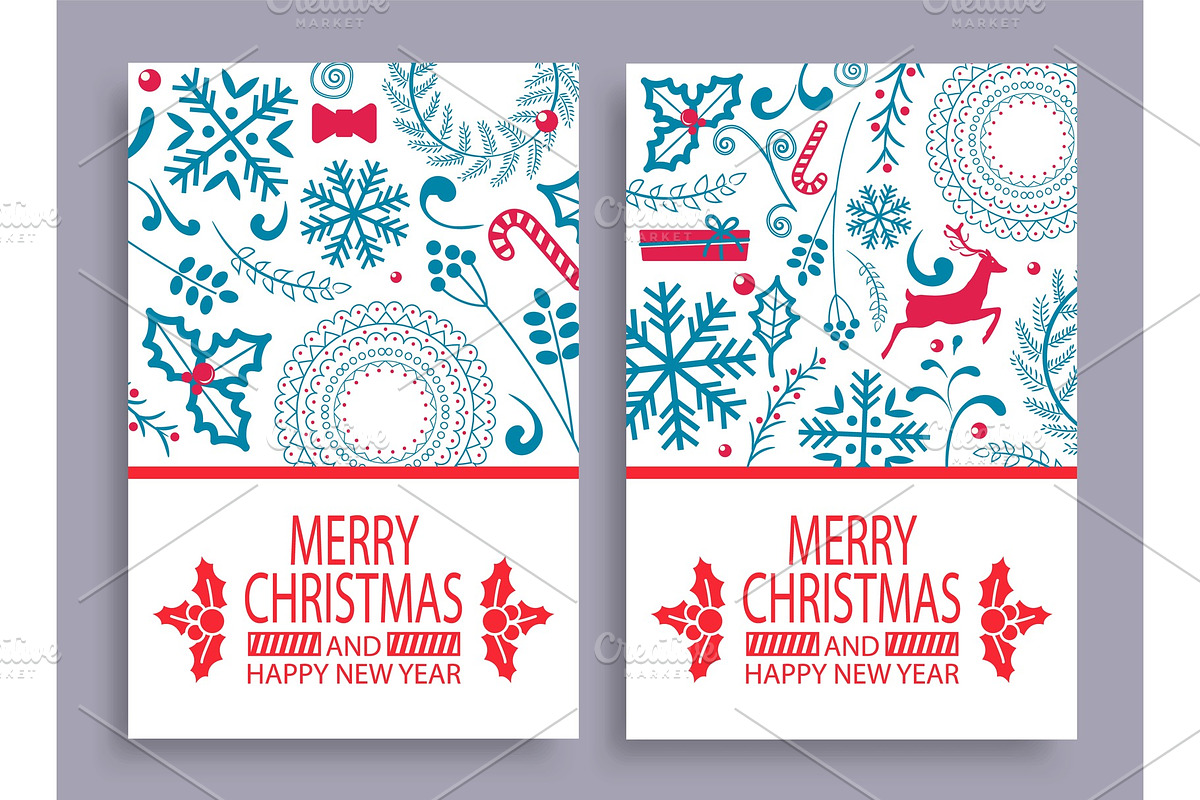 Merry Christmas Set of Covers Vector Illustration in Objects - product preview 8