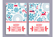 Merry Christmas Set of Covers Vector Illustration