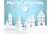 Merry Christmas Paper Poster Vector Illustration
