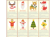 Merry Christmas Posters Vector Illustration