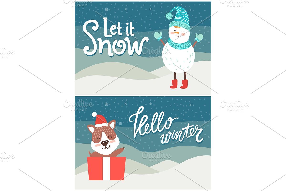 Let it Snow Hello Winter Bright Snowy Postcard in Objects - product preview 8