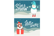 Let it Snow Hello Winter Bright Snowy Postcard