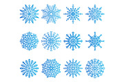 Snowflakes Icons Collection Vector Illustration