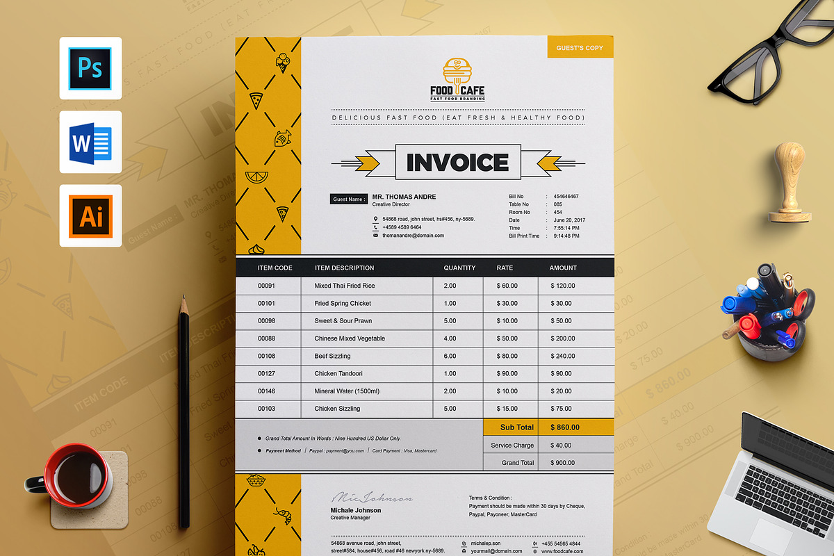 Modern Invoice Template in Stationery Templates - product preview 8