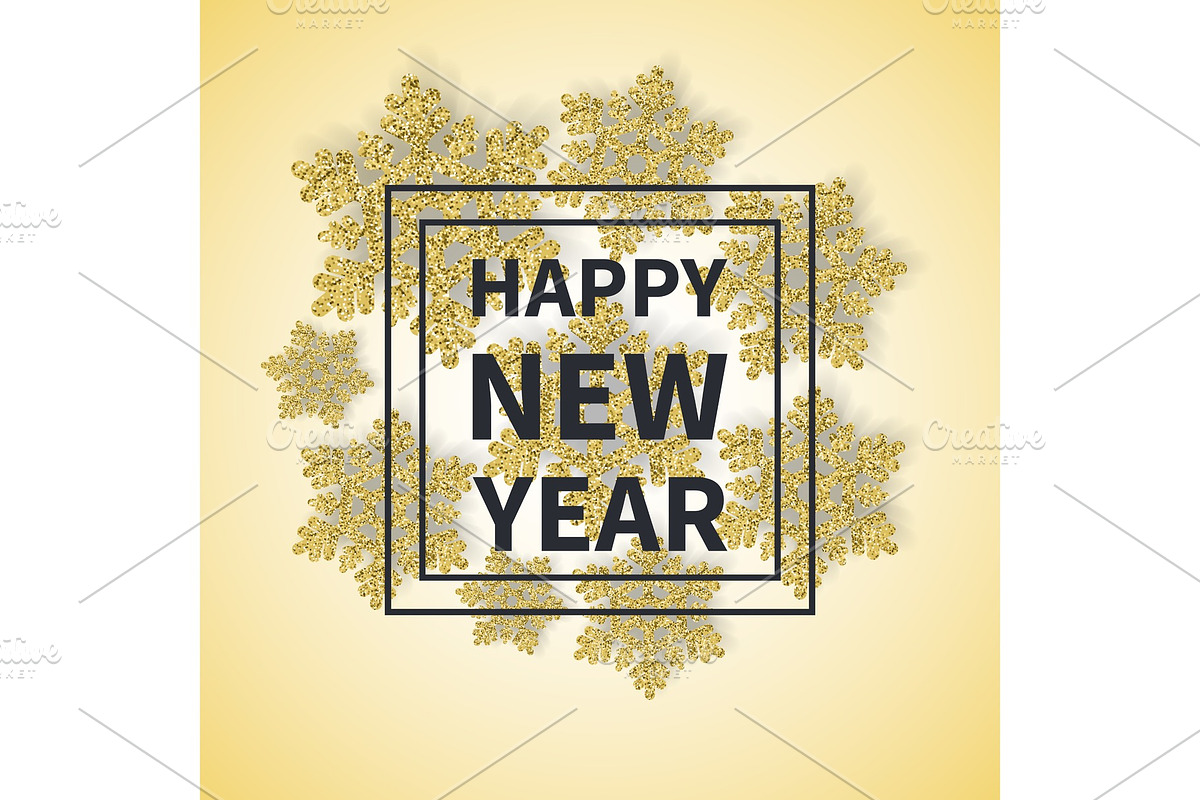 Happy New Year Inscription in Square Frame Text in Objects - product preview 8