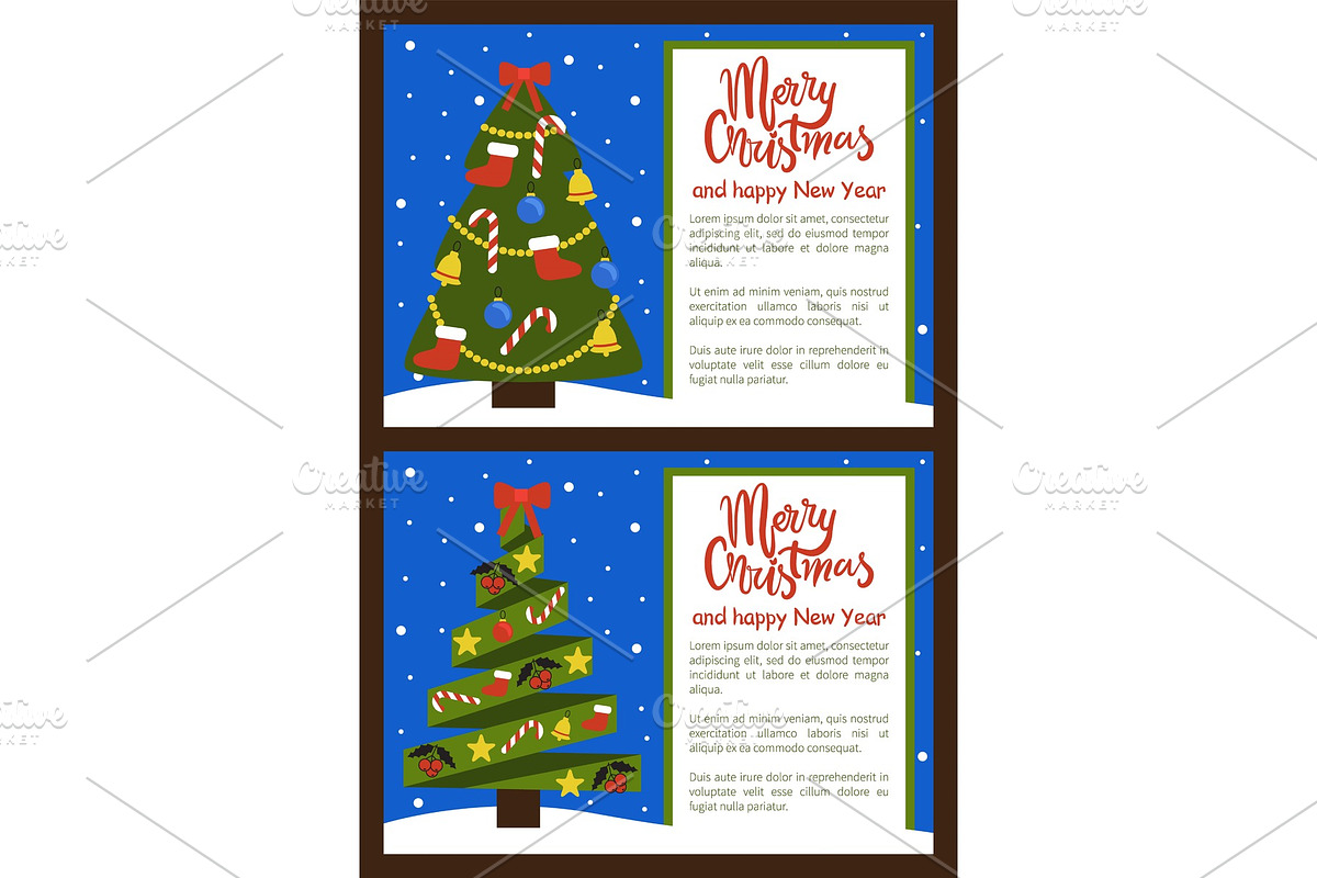 Merry Christmas Poster with Tree Decorated by Toys in Objects - product preview 8