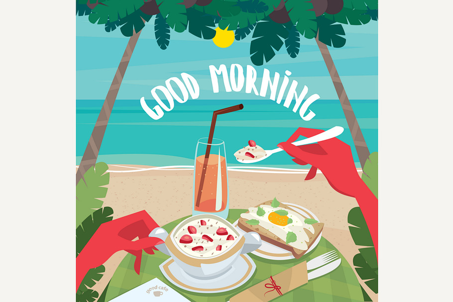 Man eating continental breakfast in Illustrations - product preview 8