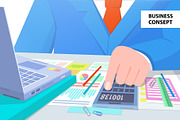 Business Concept Man at Work Vector Illustration
