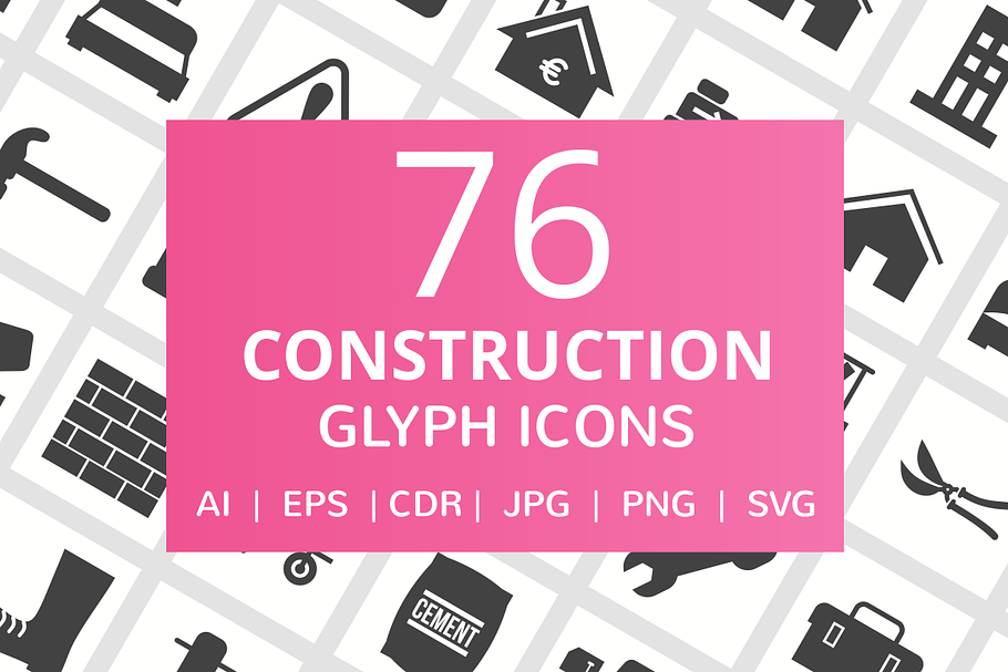 76 Construction Glyph Icons