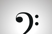 Bass clef silhouette, simple icon