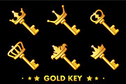 Cartoon Golden key with crown
