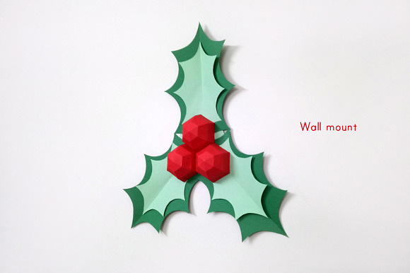 DIY Christmas Holly - 3d papercraft in Templates - product preview 1
