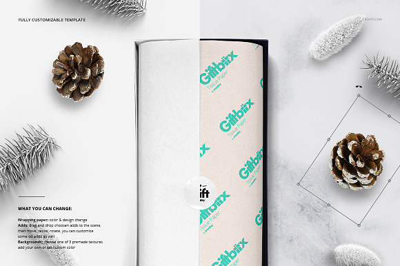 GiftBox Wrapping Tissue Paper Mockup in Product Mockups - product preview 5