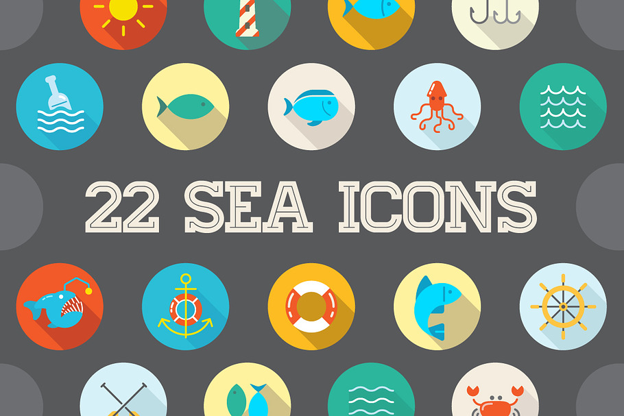 Awesome 22 Flat Vector Sea Icons in House Icons - product preview 8