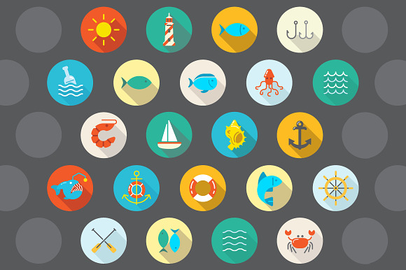 Awesome 22 Flat Vector Sea Icons in House Icons - product preview 1