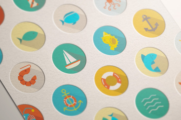 Awesome 22 Flat Vector Sea Icons in House Icons - product preview 2
