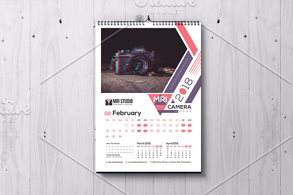 Calender Template 2018 in Stationery Templates - product preview 1