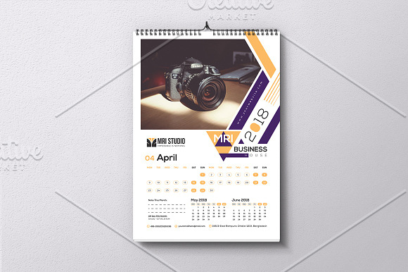 Calender Template 2018 in Stationery Templates - product preview 3