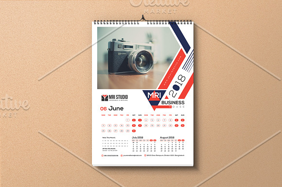 Calender Template 2018 in Stationery Templates - product preview 5