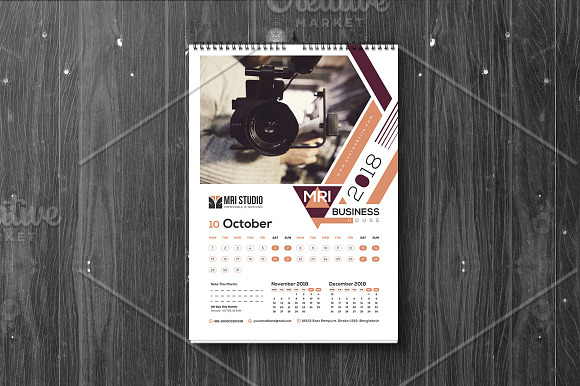 Calender Template 2018 in Stationery Templates - product preview 9