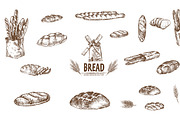 Bundle of 15 bread vector set 2