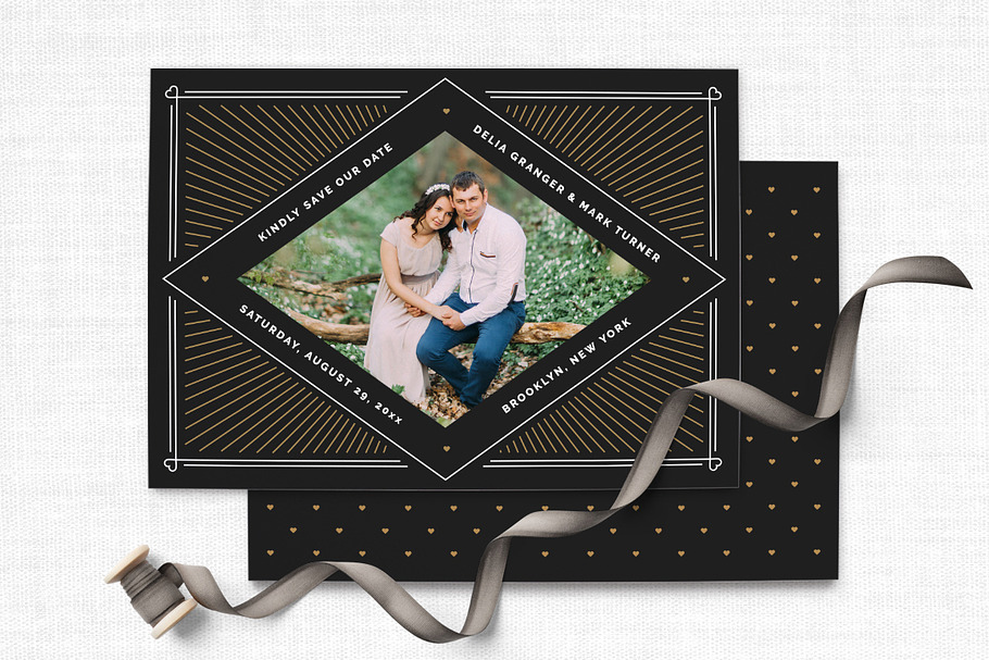 Art Deco Vintage Photo Save the Date in Wedding Templates - product preview 8